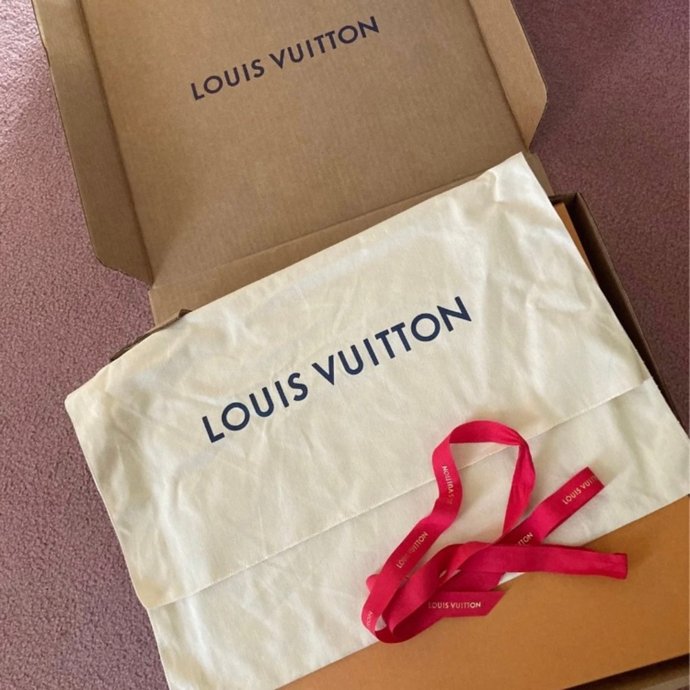 Authentic Louis Vuitton box, dust bag and ribbon